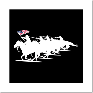 cavalry charge white silhouette Posters and Art